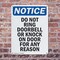 Signmission Do Not Ring Doorbell Or Knock OSHA Notice Sign, Plastic, 7in W x 10in L, 2PK OS-2PACK-NS-P-710-V-11356 - alternate 4